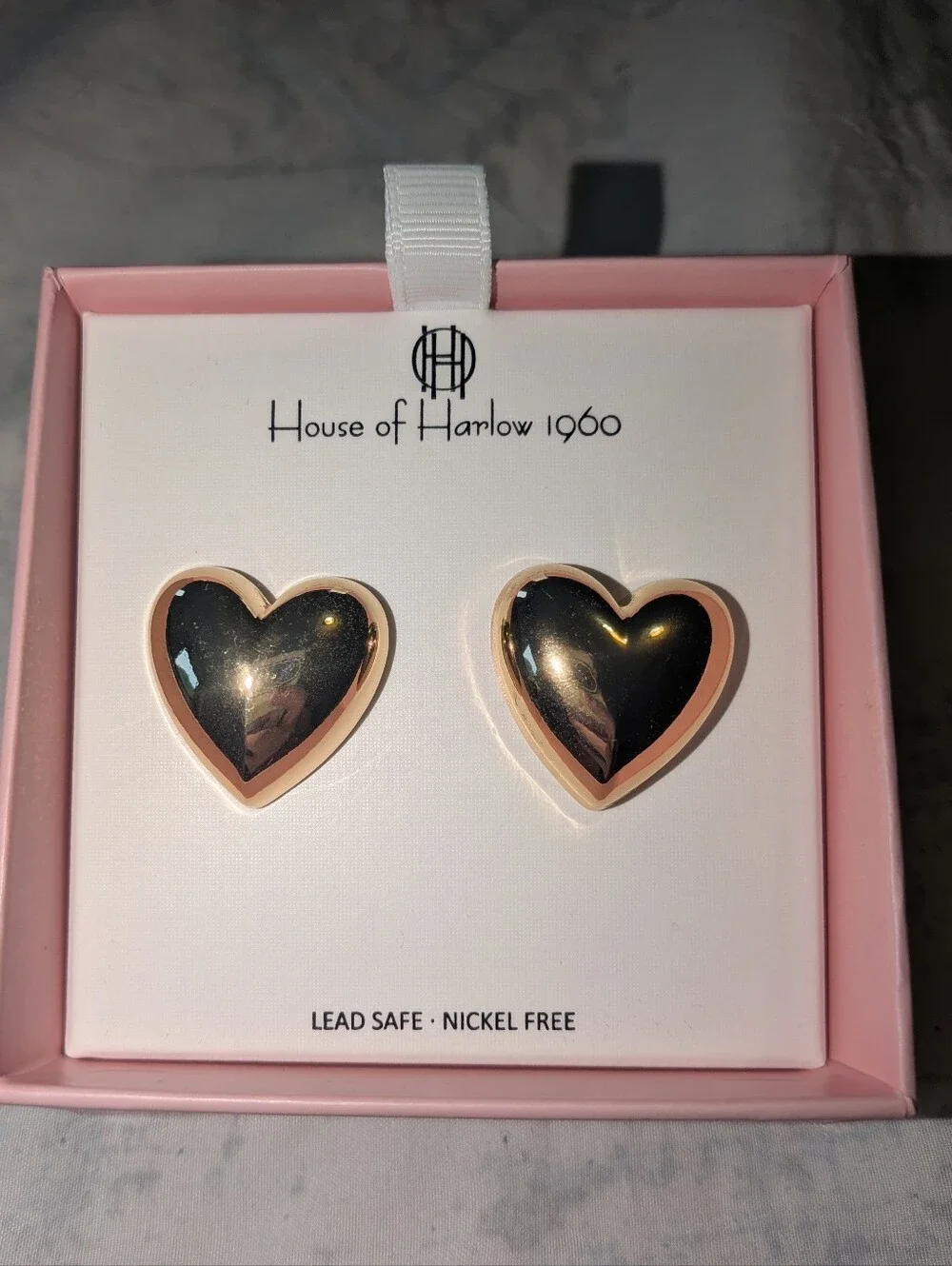 House of Harlow 1960 Gold with Heart Studs